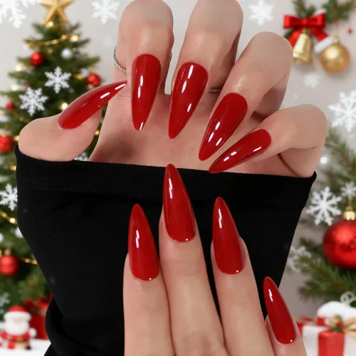Miniatura 9 de Uñas postizas a presión suaves de color rojo morado oscuro, uñas postizas de color morado oscuro, uñas postizas reutilizables con acabado de gel UV