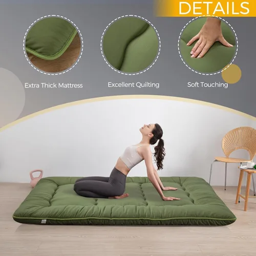 Miniatura 2 de MAXYOYO Colchón de futón de suelo japonés de 15 cm de grosor, colchón de tatami plegable para adultos, cama enrollable para habitación de invitados