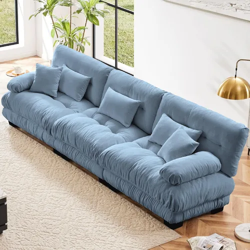 Miniatura 11 de KEIKI Sofá modular de 94 pulgadas con 4 almohadas, cómodo juego de sofá biplaza Cloud para sofá de asiento profundo suave y profundo, sofá biplaza