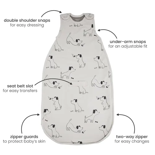 Miniatura 6 de Saco de dormir para niños Woolino, 4 estaciones, lana de merino y algodón orgánico, saco de dormir para bebé, 2-4 años, cielo nocturno