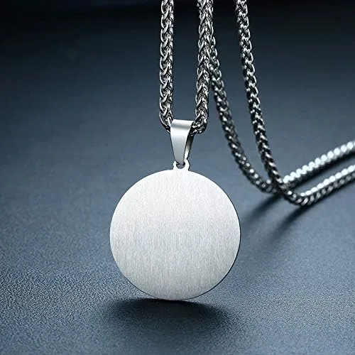 Miniatura 5 de UMtrade - Collar con colgante redondo de acero inoxidable para hombres y mujeres