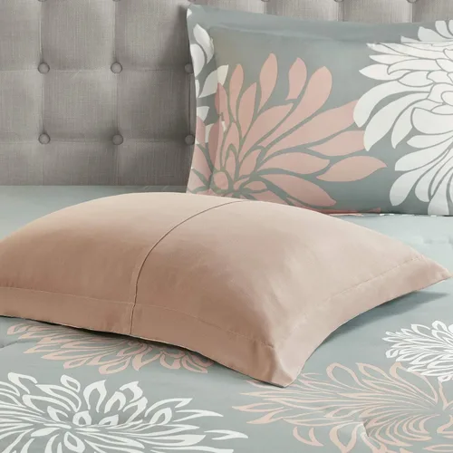 Miniatura 4 de MPE10-860 - Juego de cama para todas las estaciones, con almohada decorativa a juego, tamaño matrimonial (78 x 86 pulgadas), color rosado y gris