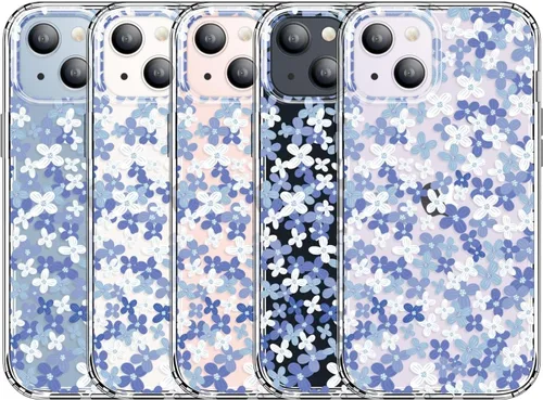 Miniatura 4 de GYZYA Funda transparente para iPhone 14 y iPhone 13 de 6.1 pulgadas con diseño de patrón, funda protectora delgada de TPU + parachoques a prueba
