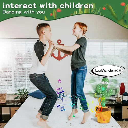 Miniatura 4 de Juguete de cactus que habla bailando para bebés, niños y niñas, juguete de grabación que imita el canto repite lo que dices, regalo musical
