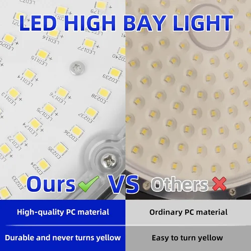 Miniatura 5 de hykolity Luz LED de alta bahía de 200 W, 5000 K UFO LED de alta bahía con enchufe estadounidense [equivalente a 600 W MH/HPS] 100-277 V, 26,000 lm