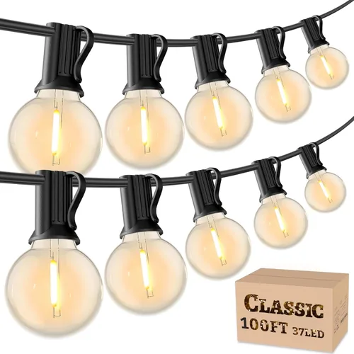 Miniatura 11 de RTTY Luces de Cadena para Exteriores de 25 pies, Luces Globo LED G40 para Patio con 13 Bombillas de Plástico, Irrompibles Impermeables Conectables