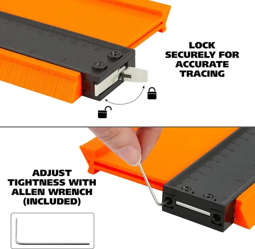 Miniatura 2 de GreatNeck - Juego de medidores de contorno, herramienta de calibre de contorno de 5 y 10 pulgadas con cerradura, hecho de plástico ABS de alta