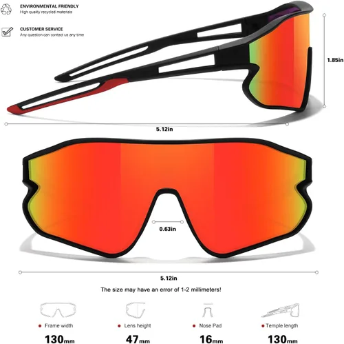 Miniatura 38 de Lentes de sol para niños, lentes de sol de béisbol juveniles, polarizados, deportivos, ciclismo, para niños y niñas, marco ligero