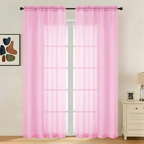 Miniatura 12 de LIVEKID Cortinas traslúcidas negras de cocina de 36 pulgadas de largo, cortinas cortas filtrantes de luz, 2 paneles de gasa aireada, texturizadas