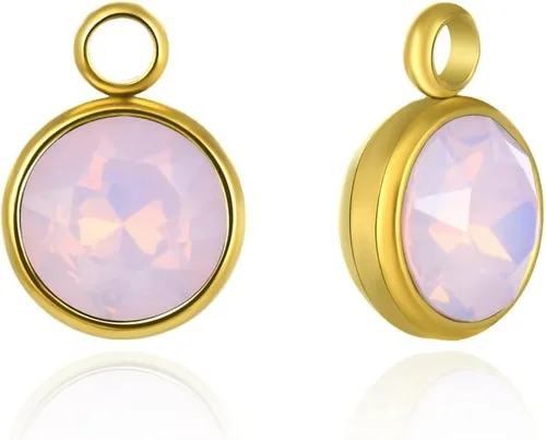 Miniatura 19 de Adabele Colgante de acero inoxidable chapado en oro amarillo de 18 quilates con piedra natal redonda de grado A de 0.236 in y 0.394 in, no se