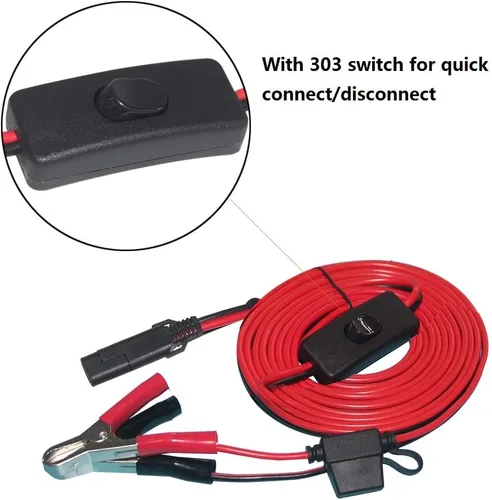 Miniatura 3 de SPARKING Clip de cocodrilo de batería de 10 pies y 12 V a SAE 2 pines, cable de desconexión rápida SAE a cable de sujeción de batería, fusible de 15