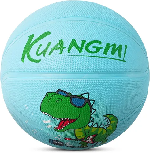 Miniatura 2 de Pelota de baloncesto de goma Kuangmi, tamaño 5 (27.5"), tamaño 4 (25.5"), hecha para juegos deportivos al aire libre y en interiores, parque, playa