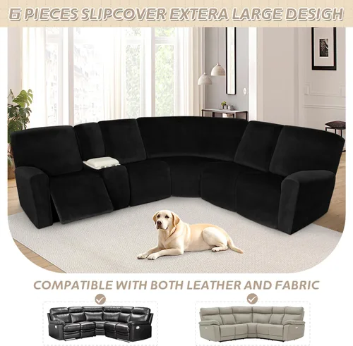 Miniatura 512 de Arfntevss Fundas de sofá seccional reclinable de terciopelo, Funda de sofá seccional de esquina para sofá reclinable, Funda elástica suave
