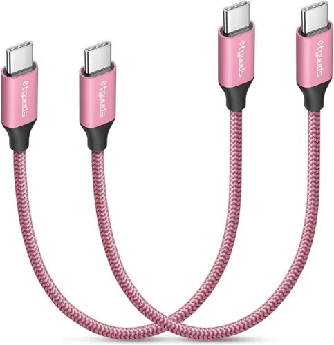 Miniatura 18 de etguuds Cable USB C a USB C blanco de 1 pie, paquete de 2 cables USBC a USBC de 60 W, cable de carga tipo C a C, cable de carga rápida para iPhone