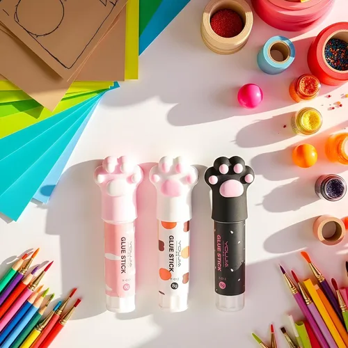 Miniatura 4 de 3 piezas de color aleatorio garra de gato lindo pegamento palo kawaii papelería vinculación herramienta escuela oficina suministros de una pieza