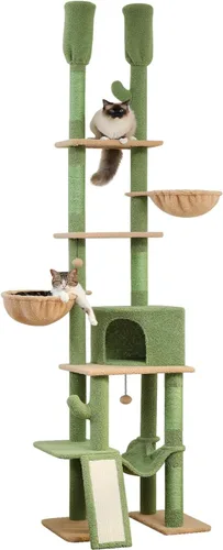 Miniatura 7 de PAWZ Road Árbol Gótico para Gatos, Torre para Gatos de Piso a Techo con Altura Ajustable (86.8-120 Pulgadas), Condominio Negro de 5 Niveles