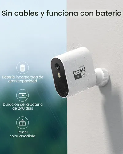 Miniatura 5 de Cámaras de seguridad AOSU para exteriores inalámbricas, kit de 4 cámaras, 166° de ultra gran angular, alimentadas por batería, sin suscripción