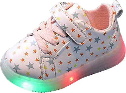 Zapatillas de deporte para niños, con luz LED, brillantes, para bebés, niñas, zapatos luminosos, para bebés y niños (color rosa, 12-18 meses)