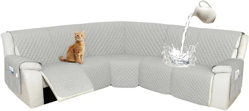 Miniatura 75 de Arfntevss Fundas de sofá modular reclinable, 100% impermeable, en forma de L, para sillón reclinable en forma de L, funda seccional lavable