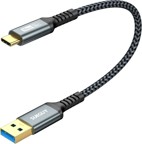 SUNGUY - Cable USB de 10 Gbps para Android Auto, 33 cm, USB C 3.1 Gen2, transferencia de datos, cable USB C para CarPlay, carga rápida para iPhone