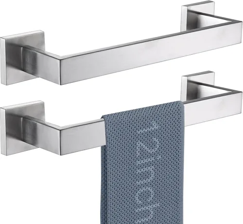 Miniatura 48 de LANC 2 paquetes de barras de toalla de baño de 16 pulgadas, total de 18 estantes cuadrados para toallas de baño, soportes para toallas de mano