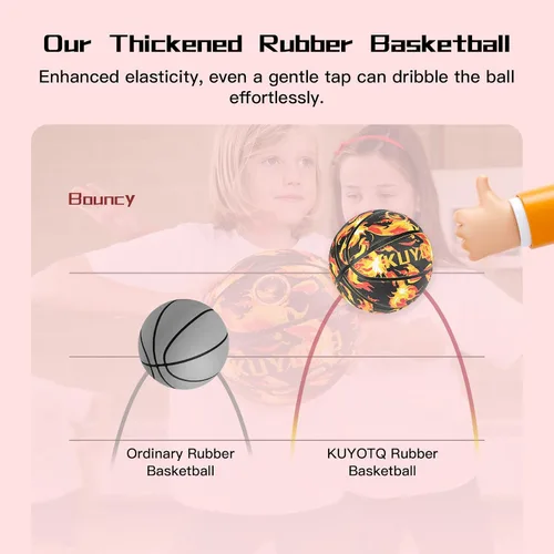 Miniatura 5 de KUYOTQ - Baloncesto para niños, jóvenes y adultos, tamaño 3/4/5/6/7 (22/25.5/27.5/28.5/29.5"), baloncesto premium de goma o cuero sintético
