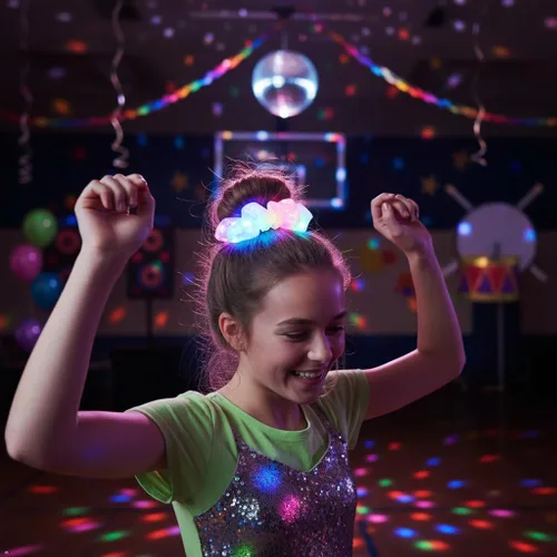 Miniatura 4 de Scrunchies LED, 18 piezas multicolor que brillan en la oscuridad suministros de fiesta, recuerdo de fiesta de neón, accesorios de festival rave