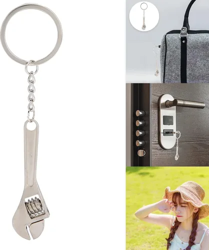 Miniatura 7 de GLOGLOW 10 piezas de mini herramienta de llave, llave de aleación Ti, llavero de metal, llavero colgante para llavero, bolsas, accesorios