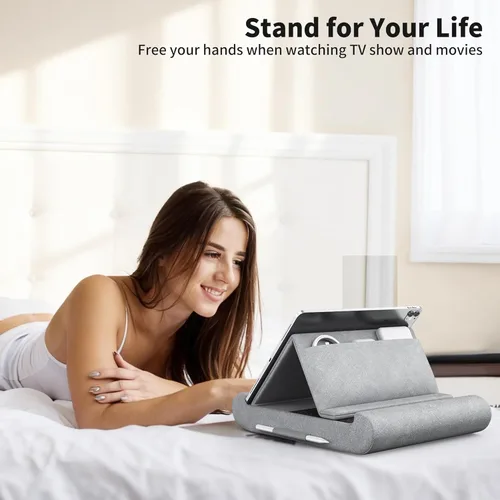 Miniatura 2 de CreaDream Soporte de almohada para tablet, soporte plegable para tableta, para regazo, cama y escritorio, almohadilla suave con bolsillo y soporte