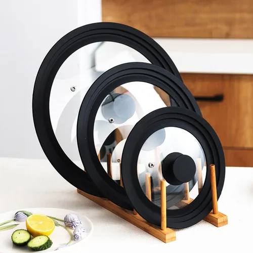 Miniatura 4 de Tapa universal para olla, tapa de sartén para utensilios de cocina de 7, 8 y 9 pulgadas, vidrio templado con borde y mango de silicona resistente al
