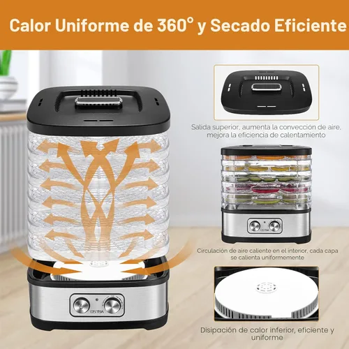 Miniatura 3 de OSTBA Deshidratador de alimentos, deshidratador para alimentos y cecina, frutas, hierbas, verduras, control de temperatura, máquina eléctrica