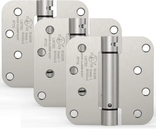 Miniatura 10 de Paquete de 1 bisagra de puerta de cierre automático, bisagra de puerta con resorte de 3.5 pulgadas, tensión ajustable con esquinas de radio de 5/8