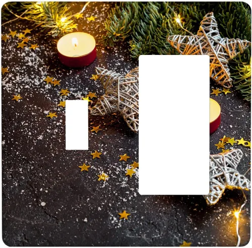 Miniatura 40 de Cubierta de interruptor de luz dúplex de 1 banda, cubierta decorativa de Navidad con copos de nieve rojos, placa frontal decorativa para cocina