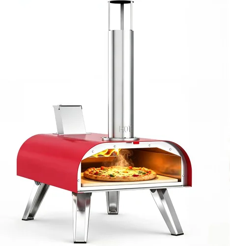 Miniatura 10 de BIG HORN Horno de pizza multicombustible de 12 pulgadas para exteriores que alcanza hasta 1110 ℉ - Compatible con madera, gas y electricidad 3 en 1