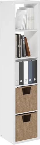 Miniatura 13 de Furinno Organizador de Almacenamiento en Cubos Decorativos con Respaldo Abierto, 4 Cubos, Gris Claro