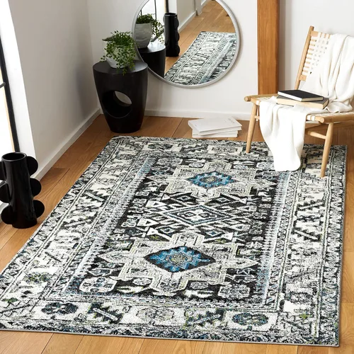 Miniatura 38 de SAFAVIEH Vintage Hamadan Collection Alfombra - 5'3" x 7'6", Rojo & Multi, Diseño tradicional persa, que no desprende pelusa y fácil de limpiar
