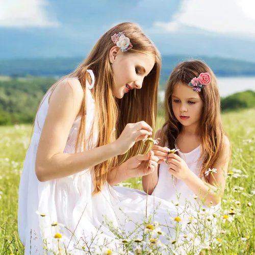 Miniatura 5 de Beaupretty 9 pinzas para el pelo de flores simuladas con diseño floral, accesorios de estilo bohemio para mujeres y niñas, fiesta diaria en la playa