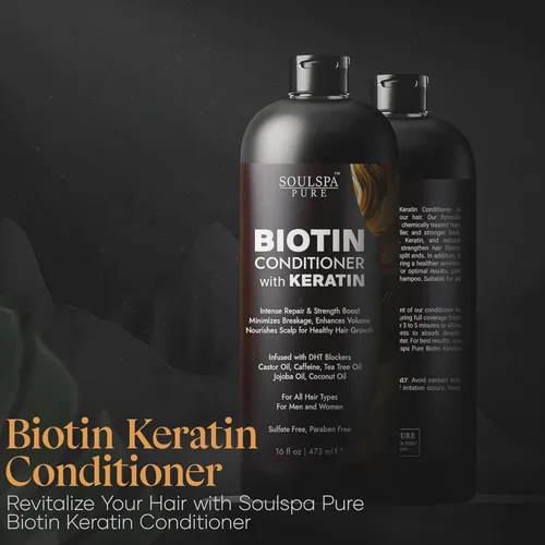 Miniatura 4 de Acondicionador de biotina con queratina – Fórmula de reparación intensa y refuerzo de fuerza – Nutre el cuero cabelludo para un crecimiento