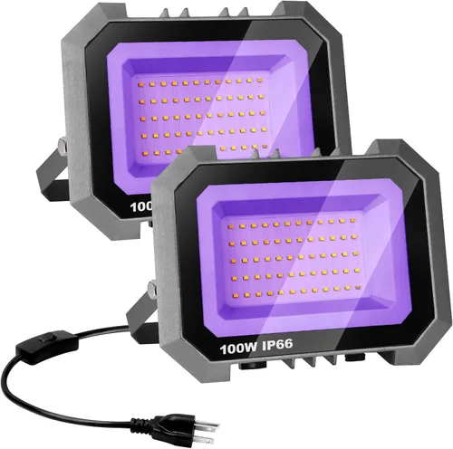 Miniatura 8 de Paquete de 2 Luces Negras LED de 30W, Luz de Inundación de Luz Negra con Interruptor de Encendido/Apagado Cable de 6.7 Pies, Luces Negras