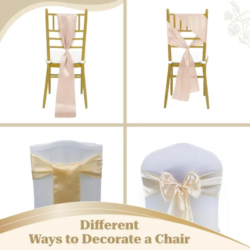 Miniatura 156 de mds - Lote de 10 lazos de satén para sillas de boda y eventos, para decoración de fiestas, 30 colores, Satin, 10 Verde oliva