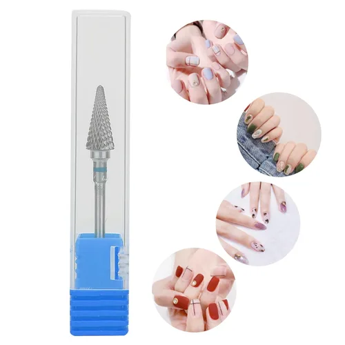 Miniatura 4 de Brocas para uñas, brocas de acero de tungsteno para manicura de manicura, cabezal de pulido de manicura de pedicura eléctrica, brocas de cono Azul