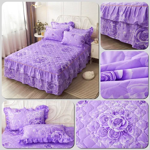 Miniatura 2 de Juego de falda de cama con volantes de 3 piezas, 3 piezas, cobertura lateral de 15.7 pulgadas, suave y cálido