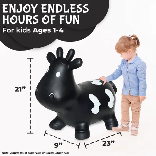 Miniatura 3 de Juguete inflable de vaca negra para niños pequeños con bomba