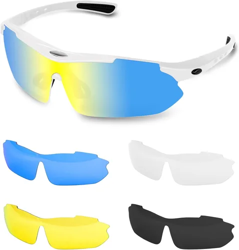 Miniatura 8 de Gafas de sol polarizadas para hombres y mujeres, 5 lentes con protección UV, antirreflejos, para deportes, béisbol, correr