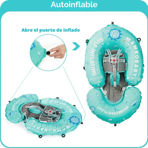 Miniatura 3 de HECCEI Mambobaby - Flotadores de piscina para bebés con dosel – Juguetes flotantes portátiles de natación autoinflables, hamaca de agua
