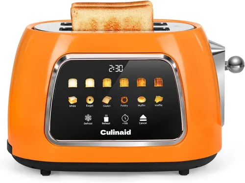 Miniatura 10 de Tostadora de 2 Rebanadas con Pantalla Táctil Inteligente, Tostadora Digital Retro de Acero Inoxidable con Ranura Extra Ancha de 1.5'', Función
