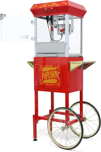 Miniatura 14 de Máquina para hacer palomitas de maíz, carrito profesional con hervidor de 6 onzas para hasta 25 tazas, máquina comercial vintage de acero Rojo