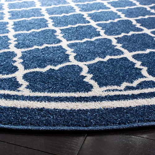 Miniatura 3 de Safavieh Amherst Collection AMT422B - Alfombra para interiores y exteriores, color gris claro y beige Azul marino/beige