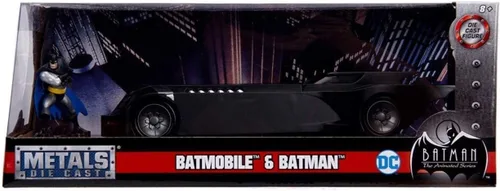 Miniatura 3 de Jada Toys 1:24 Batman Animated Series Batmobile - Coche fundido a presión con figura de Batman de 2.75 pulgadas, juguetes para niños y adultos