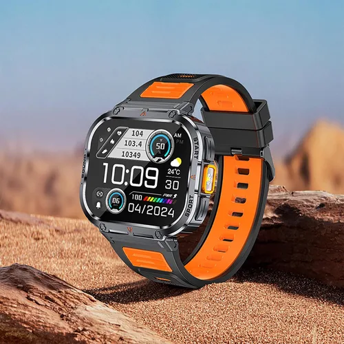 Miniatura 7 de Loluka Reloj inteligente de pantalla grande para hombres, reloj inteligente militar HD de 2.0 pulgadas con linterna LED 5ATM, resistente al agua